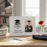 Personalised A4 Size Graduation Photo Frame Gift With Hat and Scroll personalised photo frames ukgiftstoreonline White