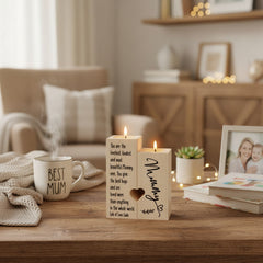Personalised Mummy Double Tea Light Candle Holder Gift Tea Light Holder ukgiftstoreonline