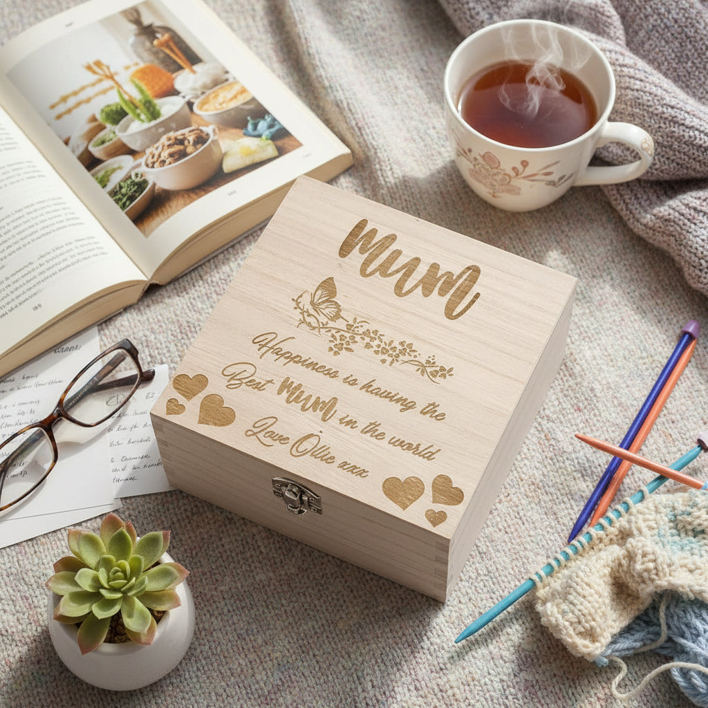 Mum Gift Personalised Engraved Wooden Keepsake Box or Photo Box Gift Keepsake Memory Box ukgiftstoreonline