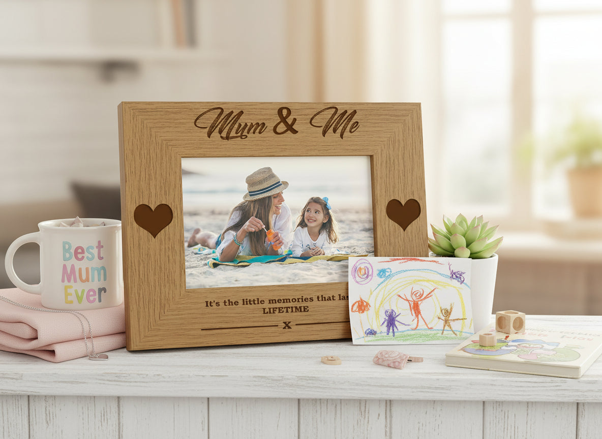 Mum and Me Wooden Engraved Photo Frame Gift for Mothers Day Birthday or Christmas Photo Frame ukgiftstoreonline