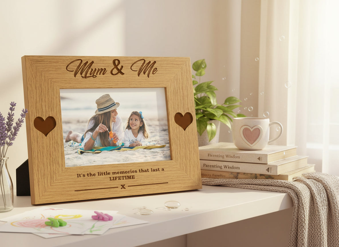Mum and Me Wooden Engraved Photo Frame Gift for Mothers Day Birthday or Christmas Photo Frame ukgiftstoreonline