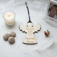 Special Mum Guardian Angel Engraved Wooden Plaque Gift Personalised Key Ring ukgiftstoreonline