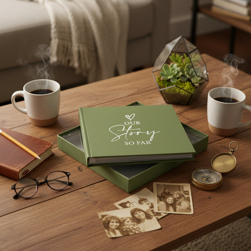 Our Love Story Olive Green Photo Album For 50 x 6 by 4 Inch Photos Birthday Photo Album ukgiftstoreonline