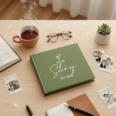 Our Love Story Olive Green Photo Album For 50 x 6 by 4 Inch Photos Birthday Photo Album ukgiftstoreonline