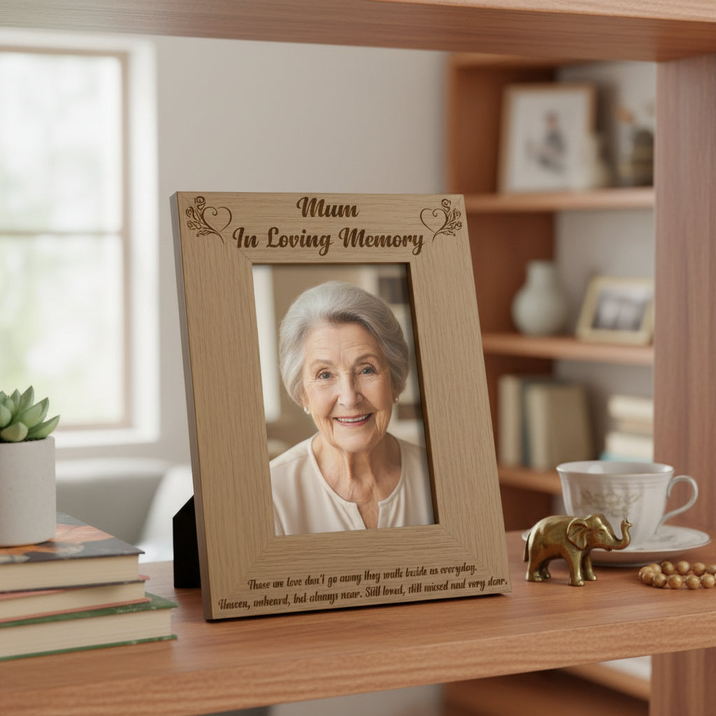 Mum In Loving Memory Remembrance Engraved Portrait Wooden Photo Frame Gift Loving Memory Remembrance ukgiftstoreonline