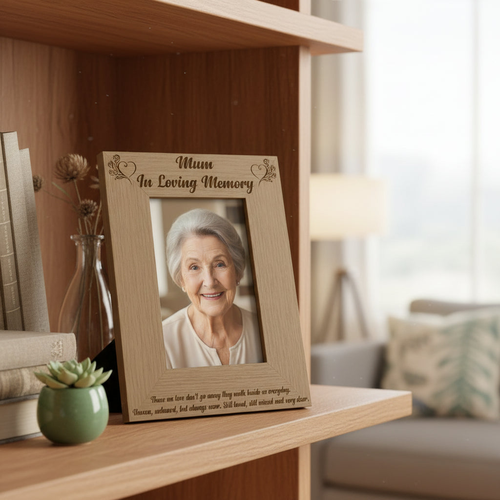 Mum In Loving Memory Remembrance Engraved Portrait Wooden Photo Frame Gift Loving Memory Remembrance ukgiftstoreonline