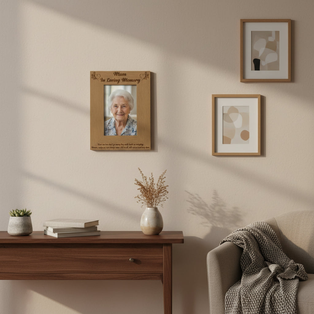 Mum In Loving Memory Remembrance Engraved Portrait Wooden Photo Frame Gift Loving Memory Remembrance ukgiftstoreonline