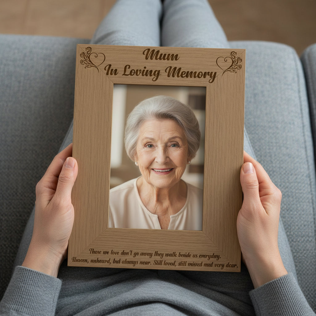 Mum In Loving Memory Remembrance Engraved Portrait Wooden Photo Frame Gift Loving Memory Remembrance ukgiftstoreonline