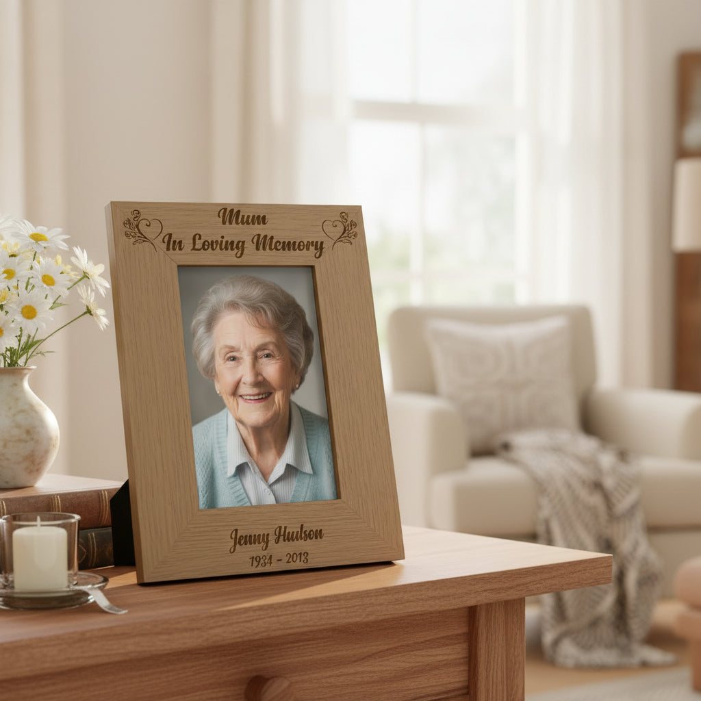 Personalised Mum In Loving Memory Remembrance Wooden Photo Frame Loving Memory Remembrance ukgiftstoreonline