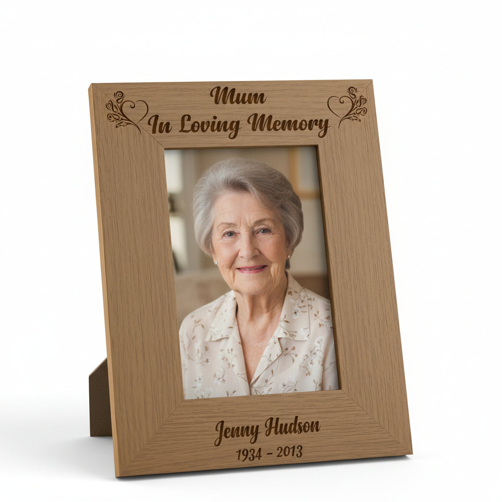 Personalised Mum In Loving Memory Remembrance Wooden Photo Frame Loving Memory Remembrance ukgiftstoreonline