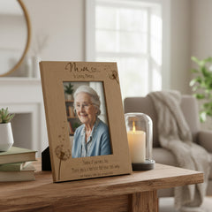 Mum Remembrance Photo Frame Engraved Personalised Portrait With Dandelions Photo Frame ukgiftstoreonline