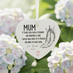 Personalised Mum In Loving Memory porcelain heart gift with ribbon Personalised Heart Gifts ukgiftstoreonline