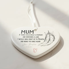 Personalised Mum In Loving Memory porcelain heart gift with ribbon Personalised Heart Gifts ukgiftstoreonline