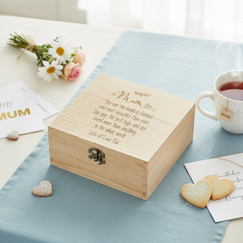 Personalised Gift For Mum Sentiment Engraved Wooden Keepsake Box Keepsake Boxes ukgiftstoreonline