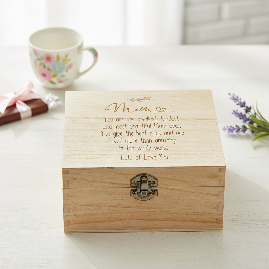 Personalised Gift For Mum Sentiment Engraved Wooden Keepsake Box Keepsake Boxes ukgiftstoreonline