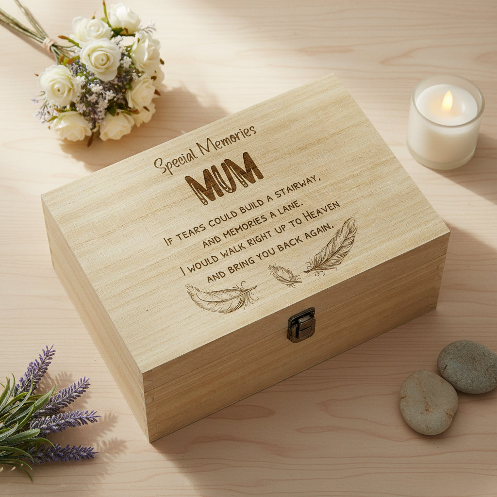 Mum Remembrance Large Engraved Wooden Memory Keepsake Box Gift Keepsake Memory Box ukgiftstoreonline