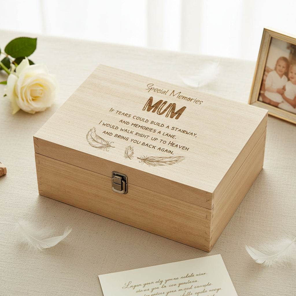 Mum Remembrance Large Engraved Wooden Memory Keepsake Box Gift Keepsake Memory Box ukgiftstoreonline