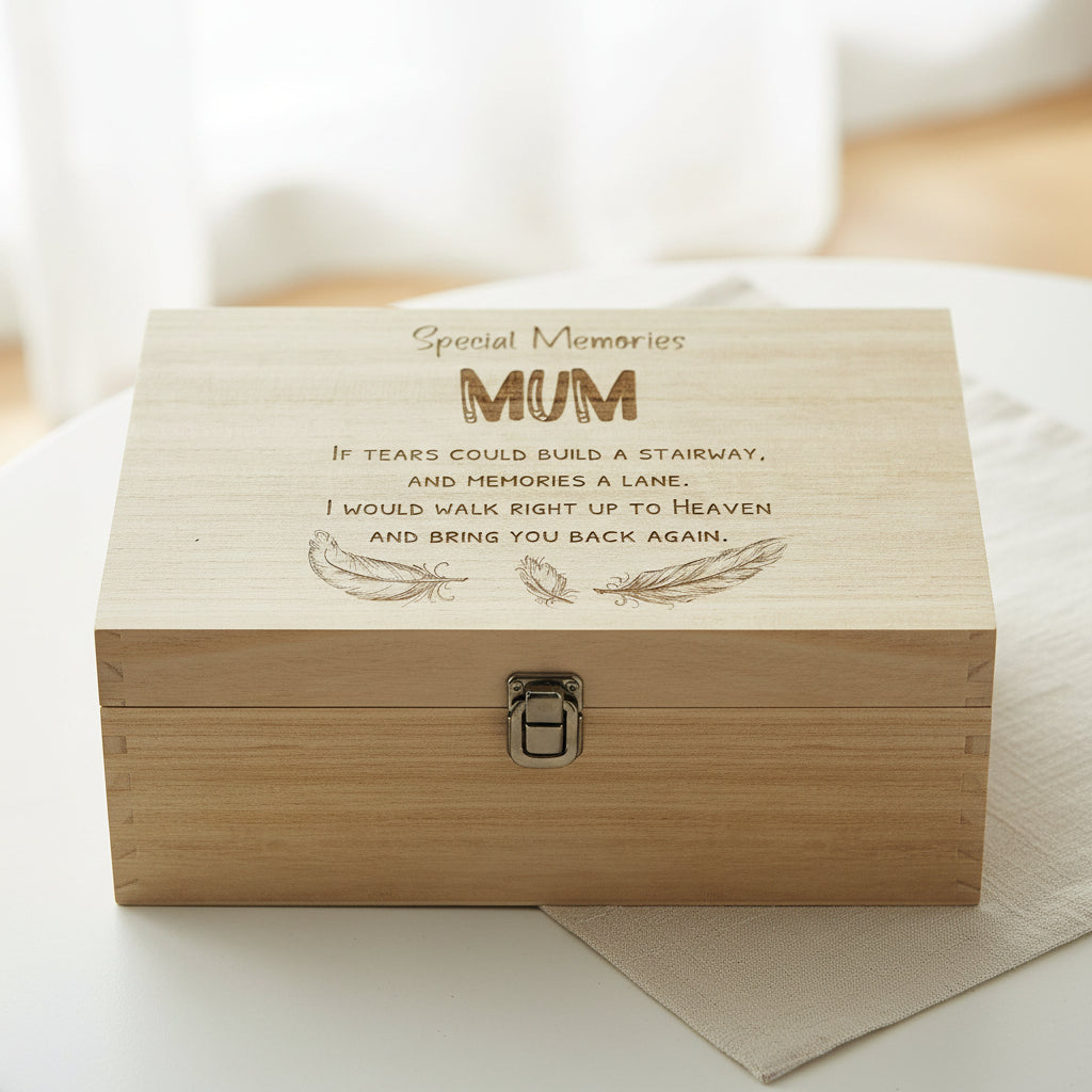 Mum Remembrance Large Engraved Wooden Memory Keepsake Box Gift Keepsake Memory Box ukgiftstoreonline