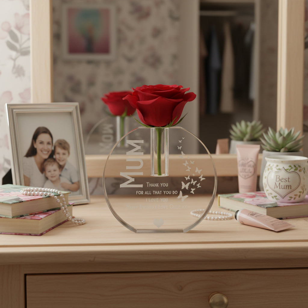 Personalised Engraved Mum Gift Crystal Glass Flower Vase With Gift Box Personalised Crystal Glass ukgiftstoreonline