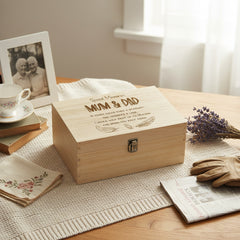 Mum and Dad Remembrance Large Wooden Memory Keepsake Box Gift Keepsake Memory Box ukgiftstoreonline