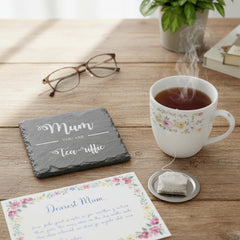 Mum You are 'Tea-riffic' Engraved Slate Coaster Gift for Mothers Day Birthday or Christmas Personalised Slate Marker ukgiftstoreonline
