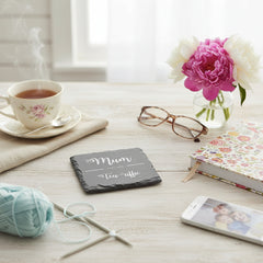 Mum You are 'Tea-riffic' Engraved Slate Coaster Gift for Mothers Day Birthday or Christmas Personalised Slate Marker ukgiftstoreonline