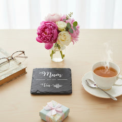 Mum You are 'Tea-riffic' Engraved Slate Coaster Gift for Mothers Day Birthday or Christmas Personalised Slate Marker ukgiftstoreonline