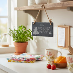 Mum I Love You To The Moon and Back Engraved Stone Slate Plaque Personalised Slates ukgiftstoreonline