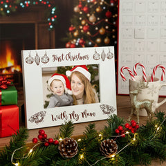 White Engraved Wooden First Christmas With My Mum Photo Frame Gift Mum Photo Frame ukgiftstoreonline