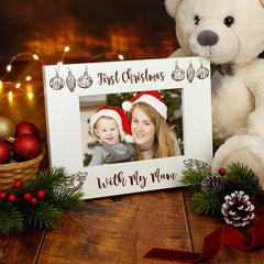 White Engraved Wooden First Christmas With My Mum Photo Frame Gift Mum Photo Frame ukgiftstoreonline