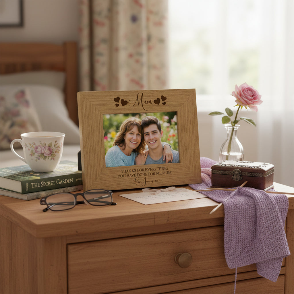 Personalised Engraved Mum Photo Frame for Mothers Day or Birthday With Sentiment Mum Photo Frame ukgiftstoreonline