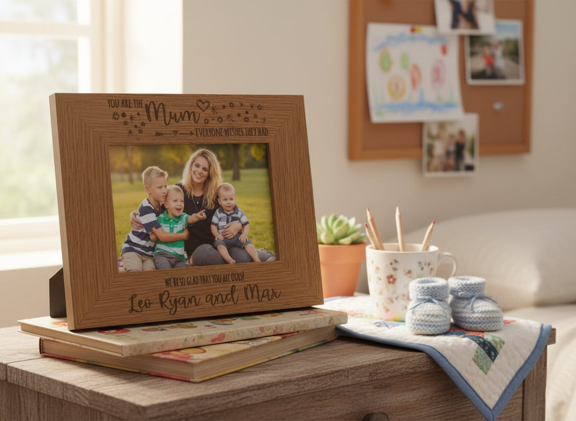 Personalised Mum We're so glad you're ours Engraved Photo Frame Landscape Mum Photo Frame ukgiftstoreonline