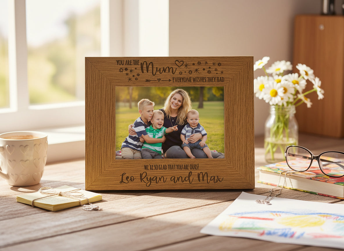 Personalised Mum We're so glad you're ours Engraved Photo Frame Landscape Mum Photo Frame ukgiftstoreonline