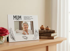 Mum Remembrance Memorial White Photo Frame wood finish Landscape Mum Photo Frame ukgiftstoreonline