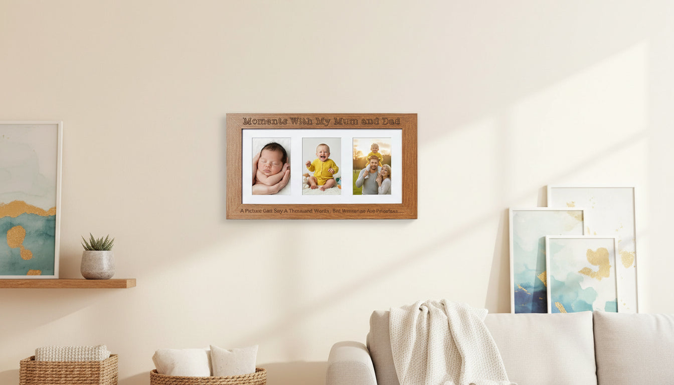Moments With My Mum & Dad Wooden Triple picture photo frame 6" x 4" Mum Photo Frame ukgiftstoreonline