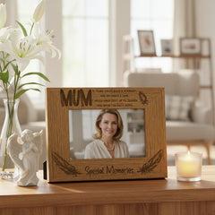 Mum Special Memories Remembrance Engraved Photo Frame Gift Oak Wood Finish Mum Photo Frame ukgiftstoreonline 4 x 6 Inch