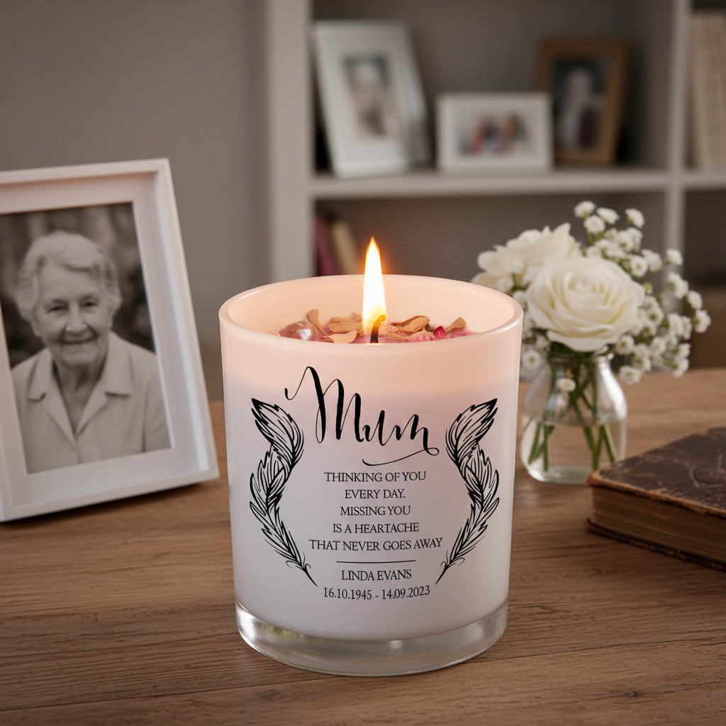 Beautiful Embellished Mum Memorial Remembrance Personalised Candle Gift Tea Light Holder ukgiftstoreonline