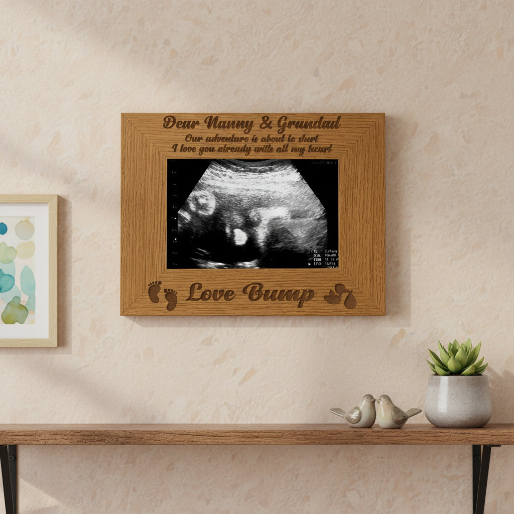 New Baby Pregnancy Scan Engraved Wooden Photo Frame Nanny & Grandad Gift Grandparents Photo Frame ukgiftstoreonline