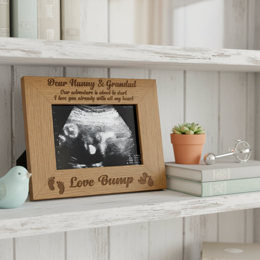 New Baby Pregnancy Scan Engraved Wooden Photo Frame Nanny & Grandad Gift Grandparents Photo Frame ukgiftstoreonline