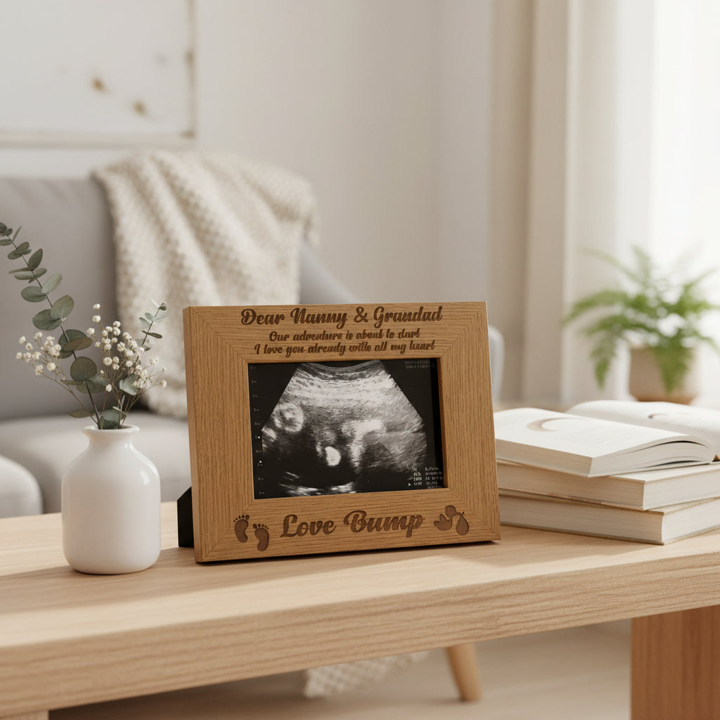 New Baby Pregnancy Scan Engraved Wooden Photo Frame Nanny & Grandad Gift Grandparents Photo Frame ukgiftstoreonline