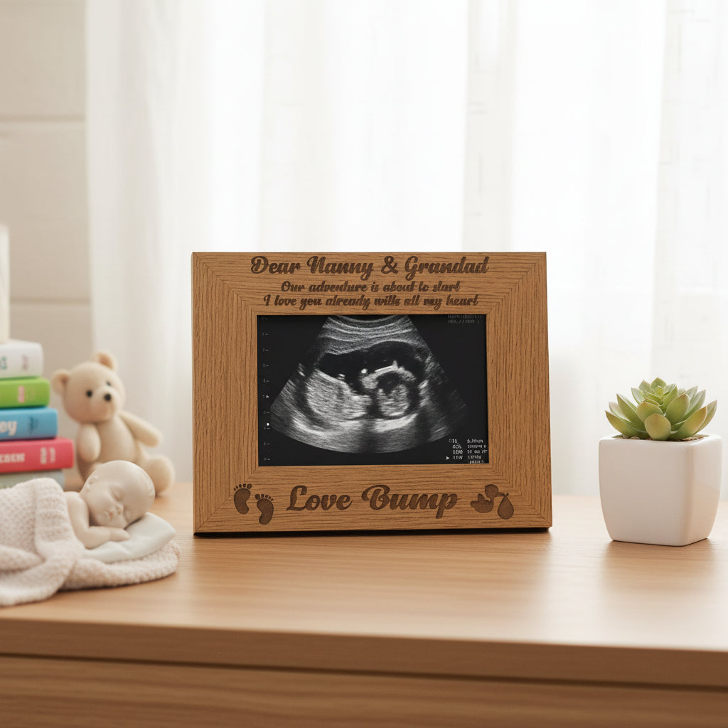 New Baby Pregnancy Scan Engraved Wooden Photo Frame Nanny & Grandad Gift Grandparents Photo Frame ukgiftstoreonline