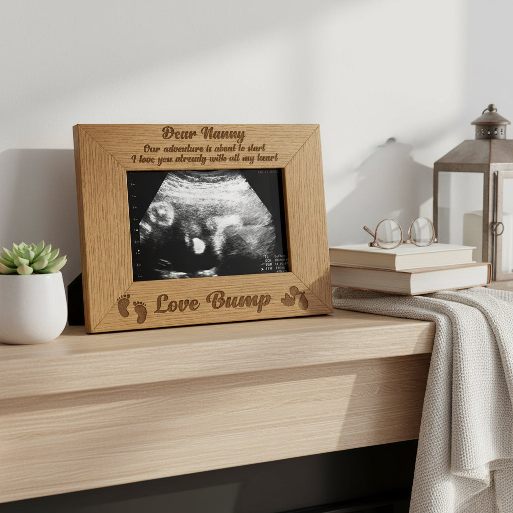 New Baby Pregnancy Scan Engraved Wooden Photo Frame Nanny Gift Baby Photo Frame ukgiftstoreonline