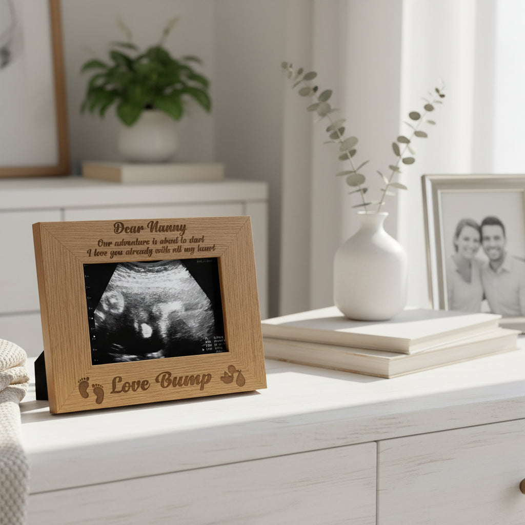 New Baby Pregnancy Scan Engraved Wooden Photo Frame Nanny Gift Baby Photo Frame ukgiftstoreonline