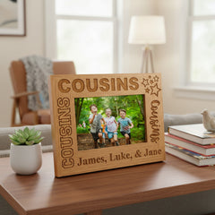 Personalised Cousins Engraved Wooden Photo Frame Gift Star Design Photo Frame ukgiftstoreonline