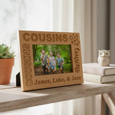 Personalised Cousins Engraved Wooden Photo Frame Gift Star Design
