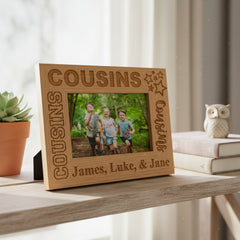 Personalised Cousins Engraved Wooden Photo Frame Gift Star Design Photo Frame ukgiftstoreonline