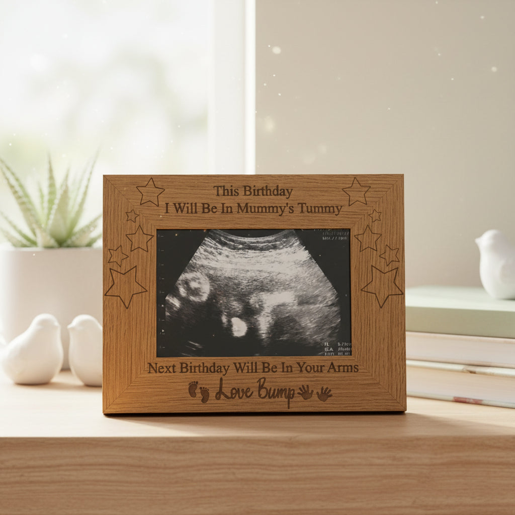 Birthday Gift For Dad To Be Engraved Wooden Baby Scan Photo Frame Baby Photo Frame ukgiftstoreonline