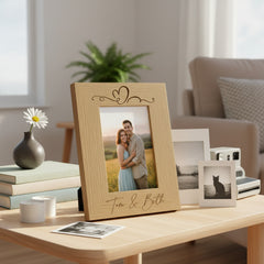 Love Heart Personalised Engraved Wooden Photo Frame Wedding, Anniversary, engagement Gift Photo Frame ukgiftstoreonline