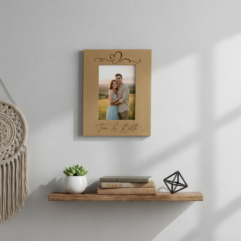 Love Heart Personalised Engraved Wooden Photo Frame Wedding, Anniversary, engagement Gift Photo Frame ukgiftstoreonline