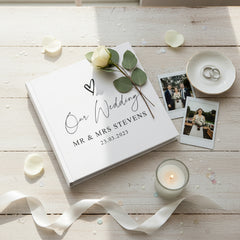Large Traditional Book Bound Personalised Wedding Photo Album With Heart
